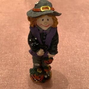 K’s collection 6 inch Halloween cat pumpkin and lady.